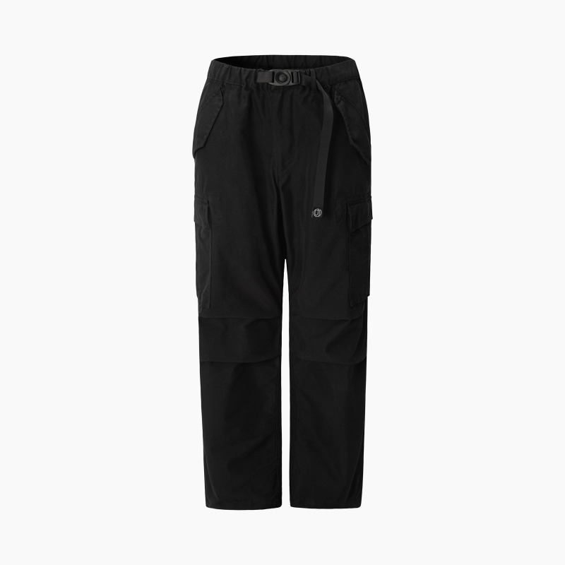 OUT BELTED CARGO PANTS_BLACK