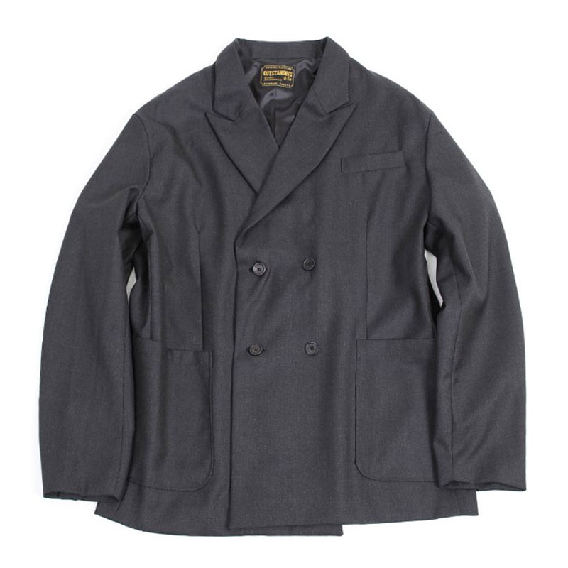 DOUBLE BREASTED WOOL JACKET [CHARCOAL]