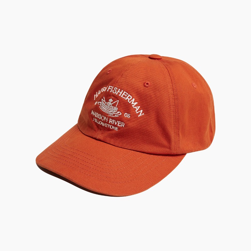 VINTAGE COTTON BALL CAP (HAPPY FISHERMAN)_ORANGE