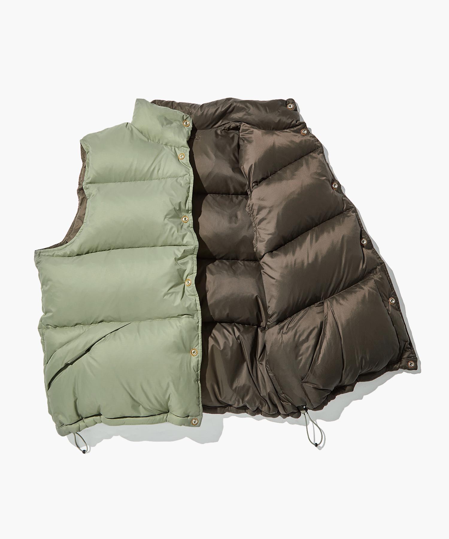 PACKABLE DOUBLE-SIDED DOWN VEST_OLIVE/BROWN
