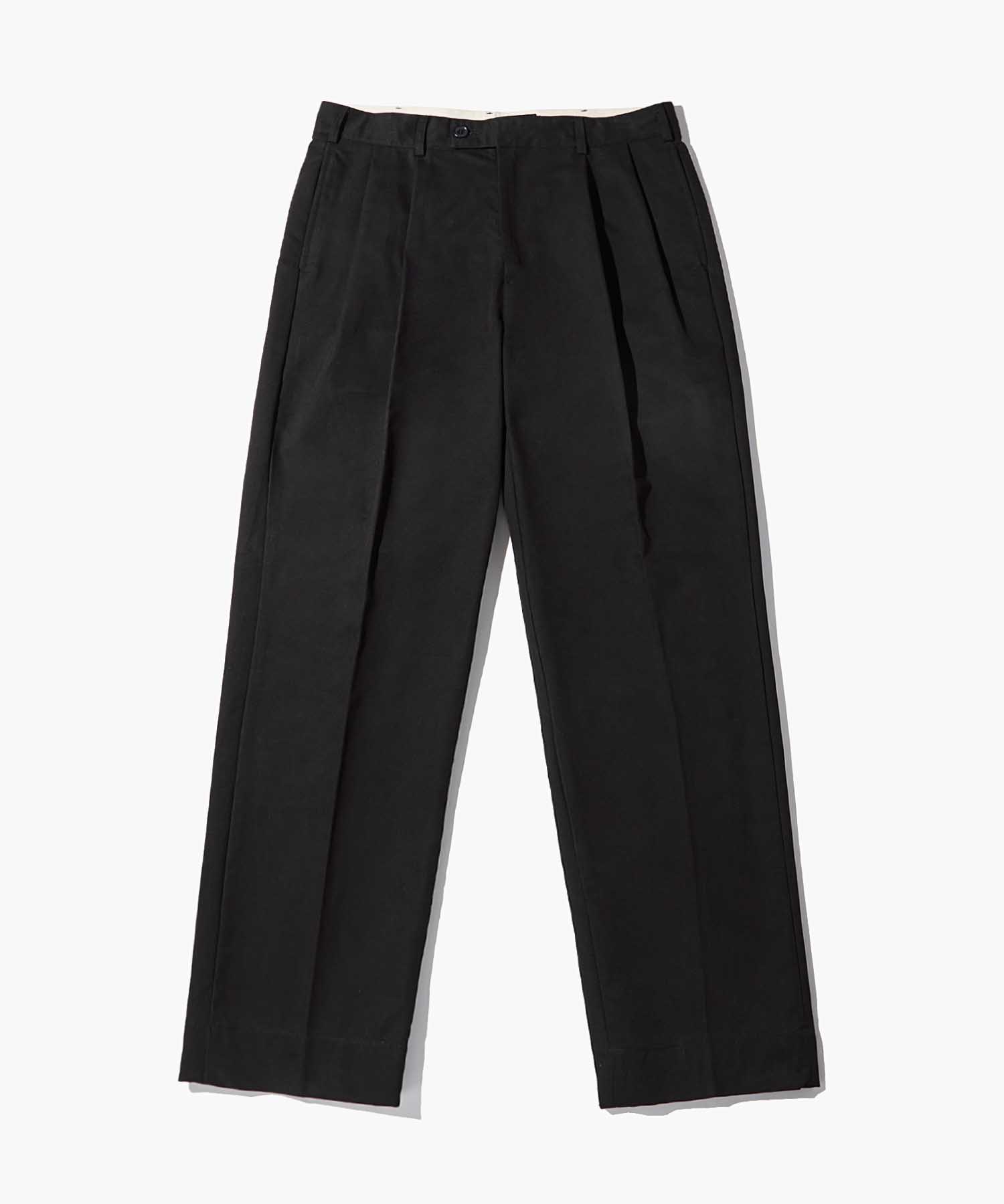 WIDE TWO TUCK CHINO PANTS_BLACK