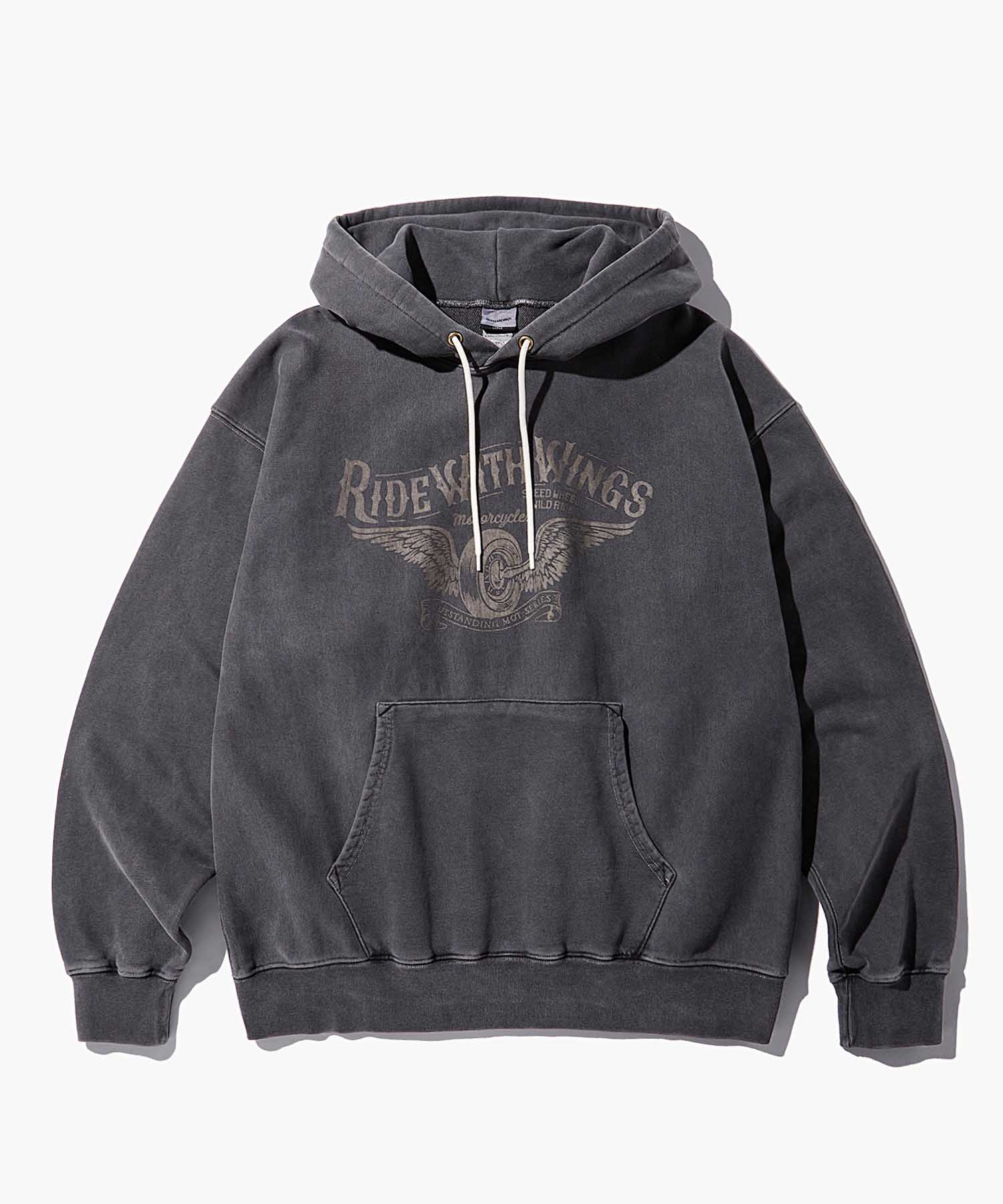 MOT SERIES HOOD SWEAT(RIDE WITH WINGS)_PIGMENT CHARCOAL